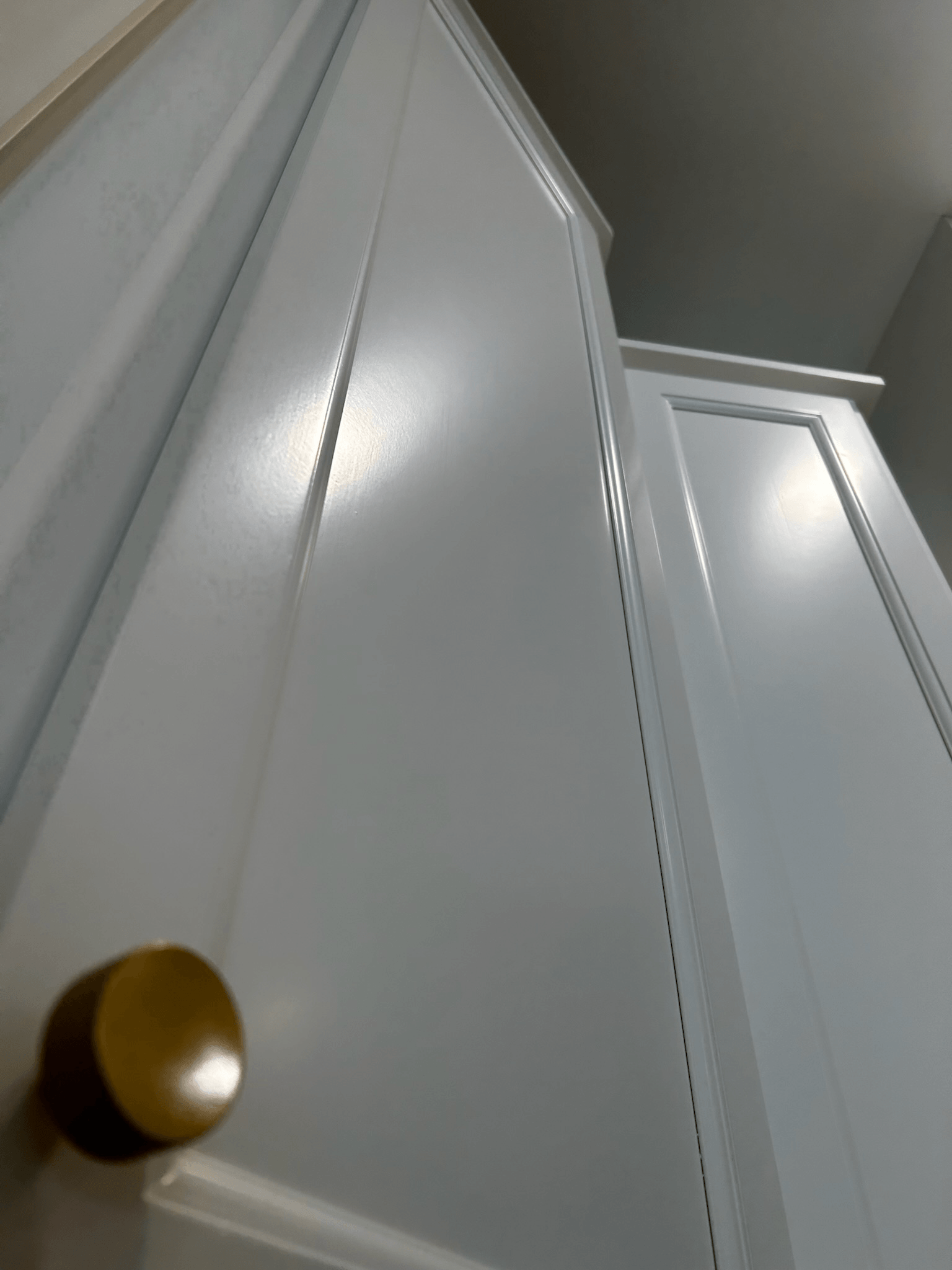 Spray finish cabinet closeup