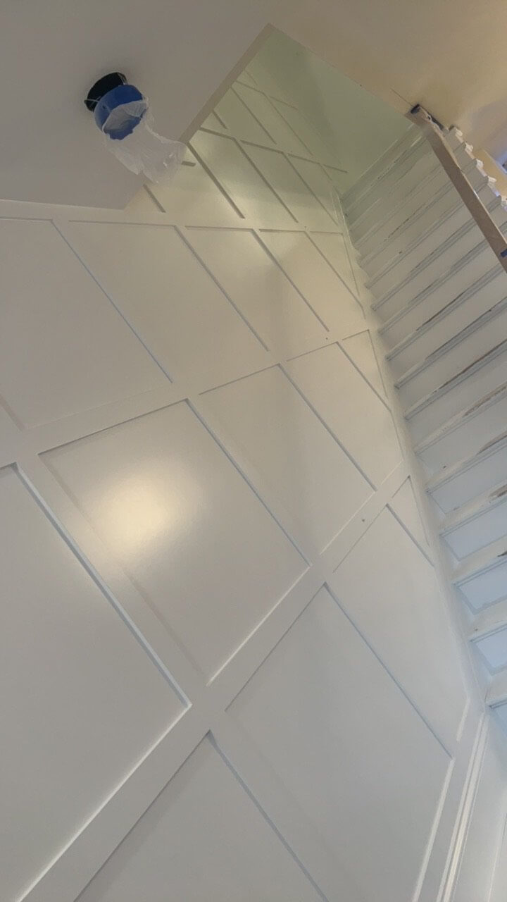 Spray finish stairway