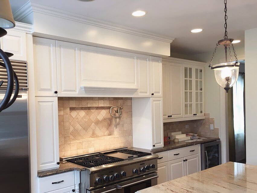 Kitchen cabinets after spray finishing