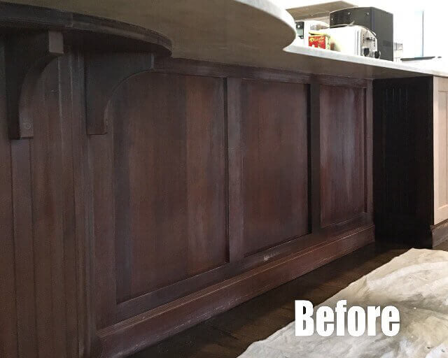 Kitchen island before staining