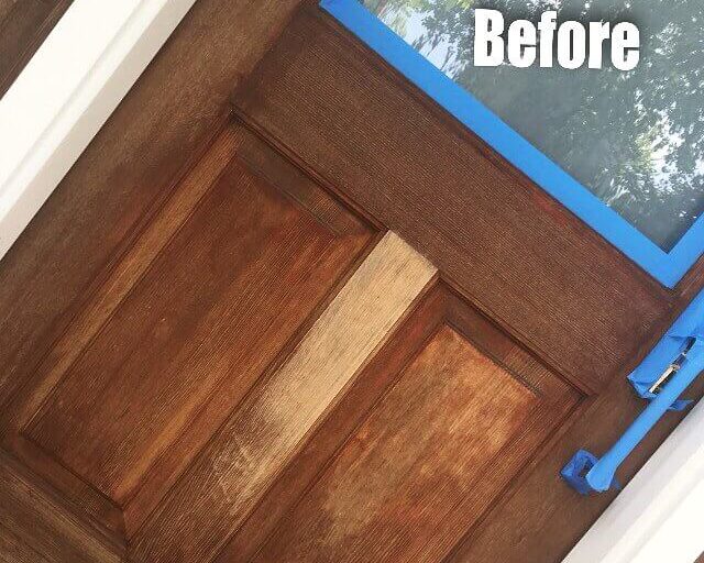Wooden door before staining