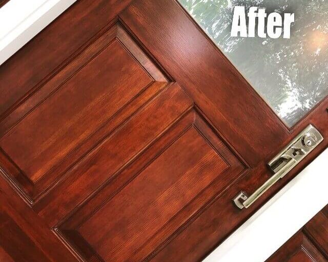Wooden door after staining