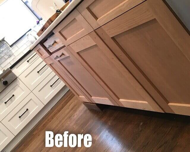 Untreated wooden cabinets