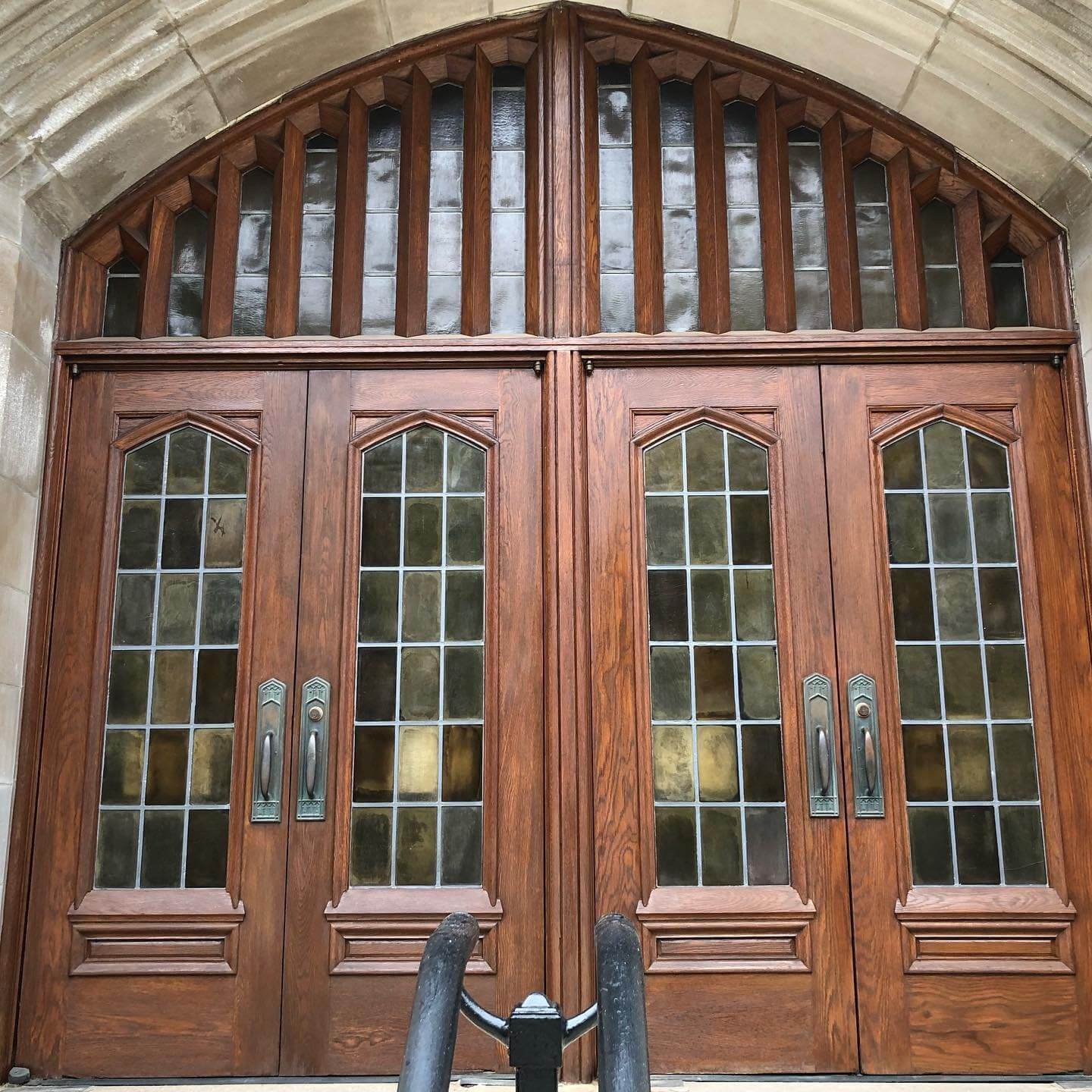 Exterior wood doors after staining