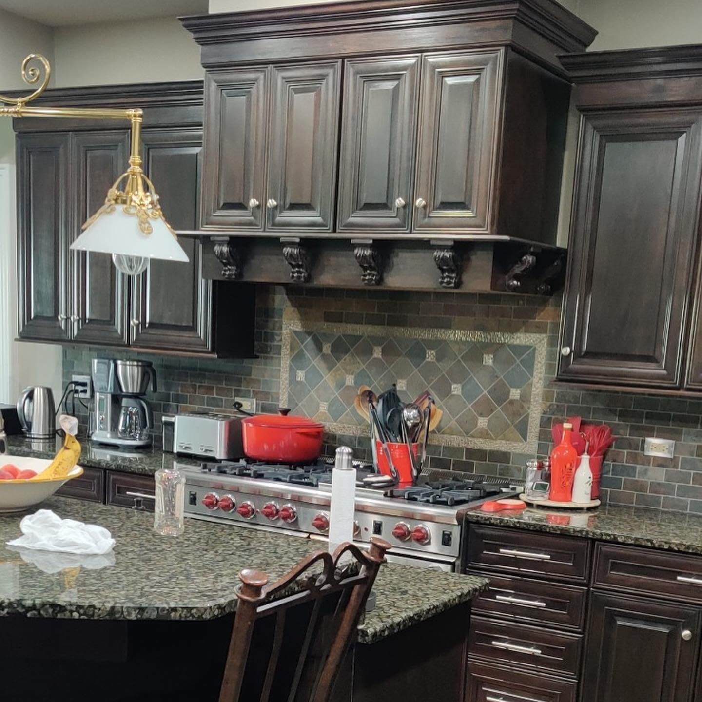 Kitchen cabinets after staining