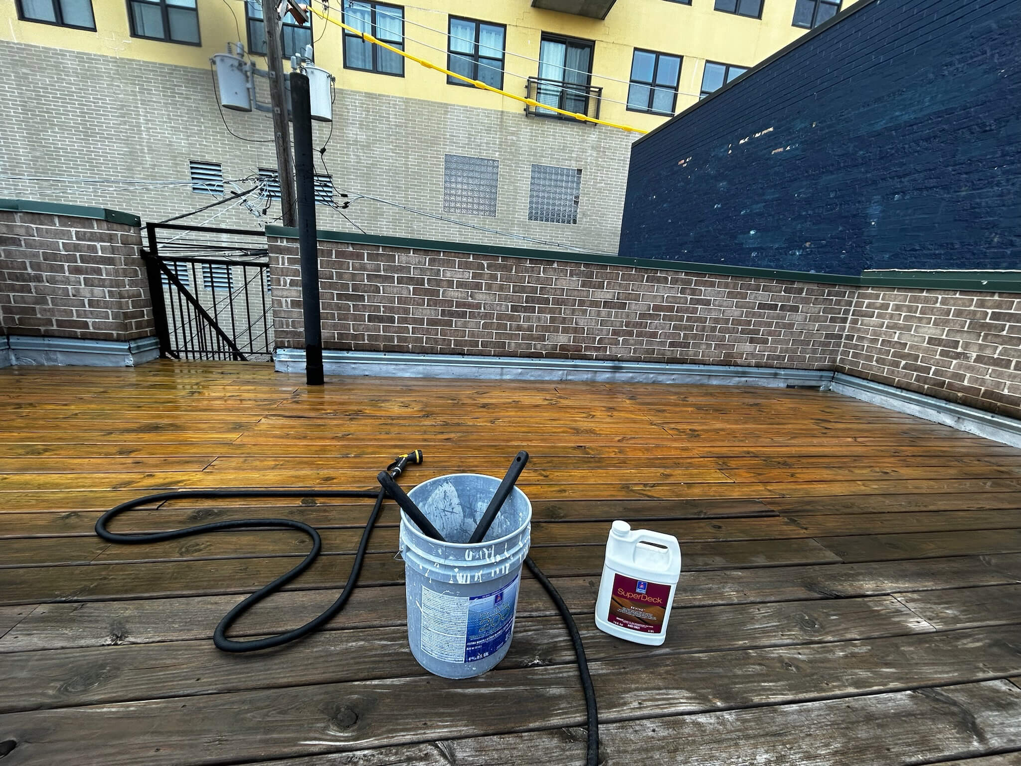 Wood deck staining