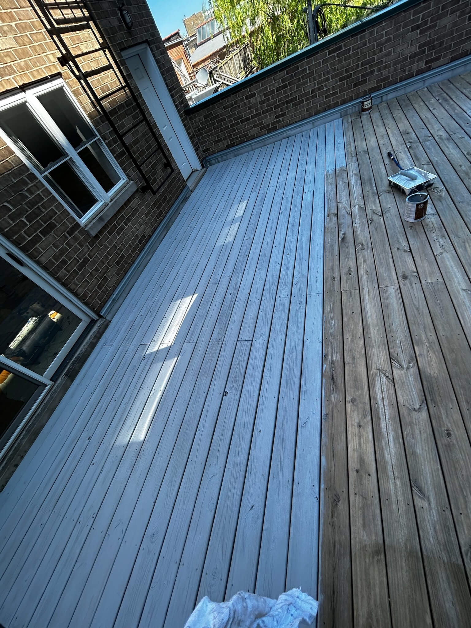 Wood deck staining